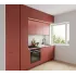 Прямая терракотовая кухня в стиле минимализм с блоком пеналов