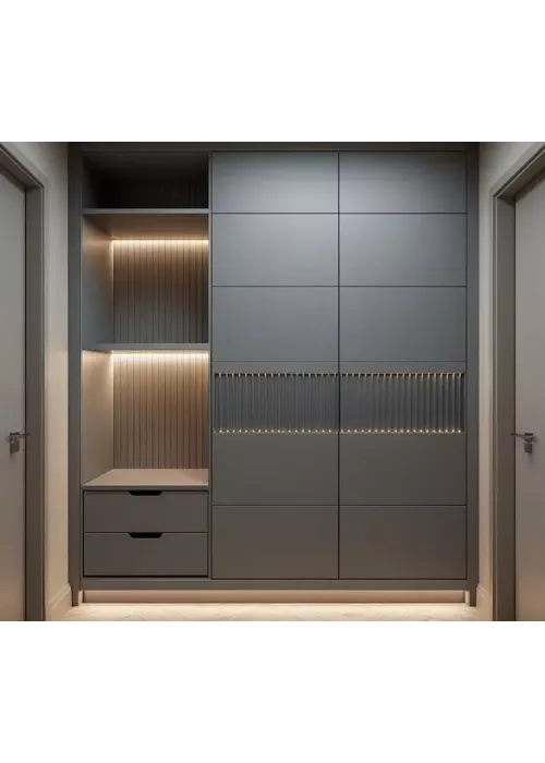 Современная встроенная прихожая с декоративной LED-подсветкой